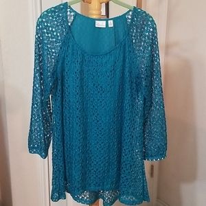 Kim Rogers Teal Lace Tunic